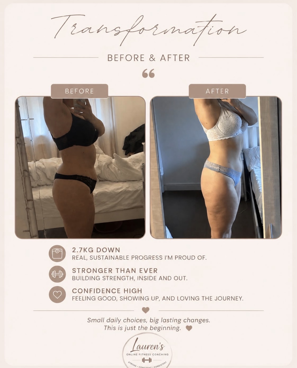 Client transformation — 2.7kg down