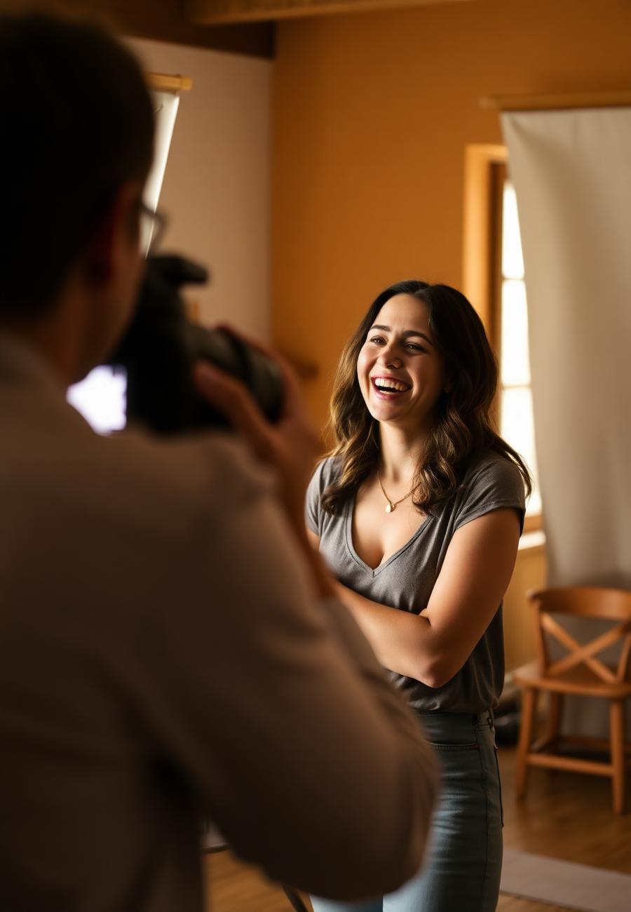 Behind the scenes at a content shoot